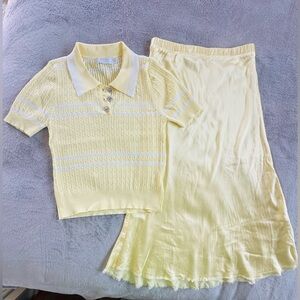 Nation Women’s Soft Yellow Blouse Top and Skirt Set Size S M